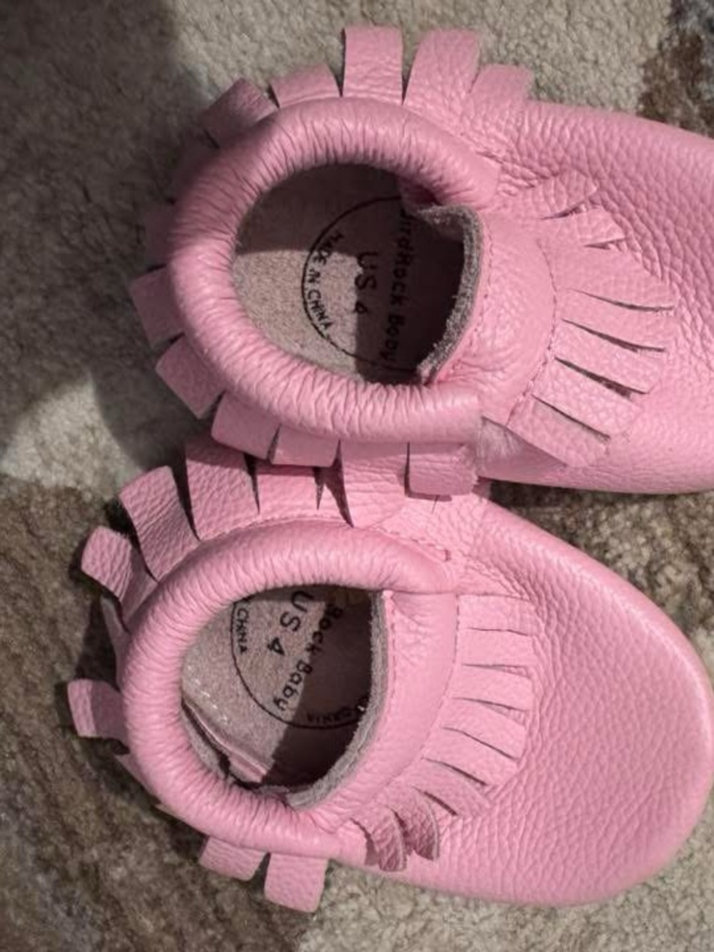 Soft Pink Fringe Moccasin Baby Shoes